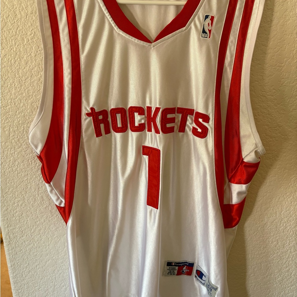 Champion Red and White Rockets Jersey Tracy McGrady Stiched